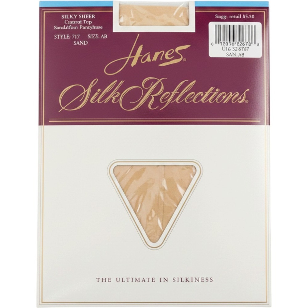 Hanes Silk Reflections Silky Sheer Control Top Pantyhose Sandalfoot Sand Size AB